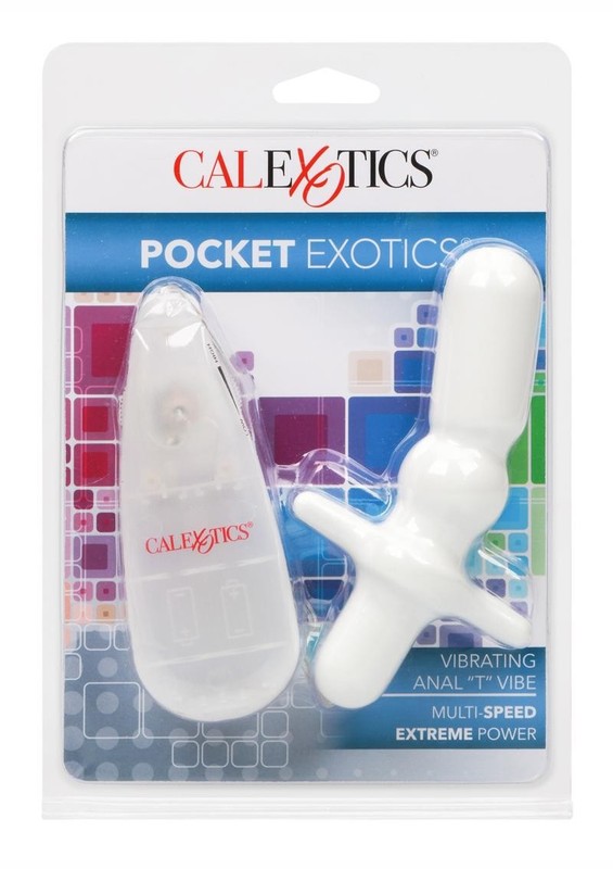 Pocket Exotics Anal T Vibrating Butt Plug and Wired Remote Control – Ivory