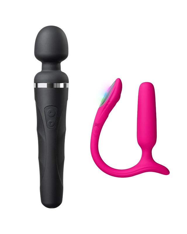 LOVENSE Lush Anal Vibrating Butt Plug with LED Light+Domi 2 Wand Massager