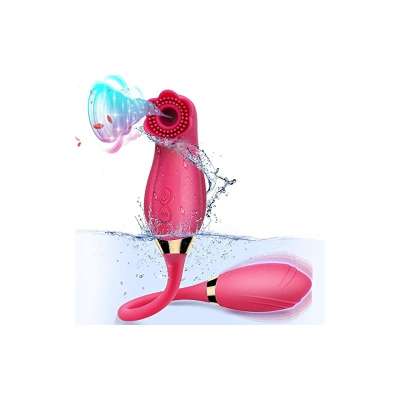 2in1 Rose-Sucking-Vibrator-Clit-Sucker-G-spot-Massager-Dildo-Sex-Toy-for-Women