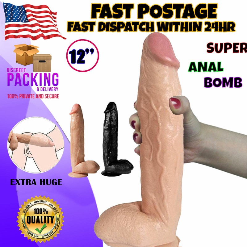 12&Prime; Inch Huge Realistic Dildo BBC Big Penis W/ STRONG Suction Cup Unisex