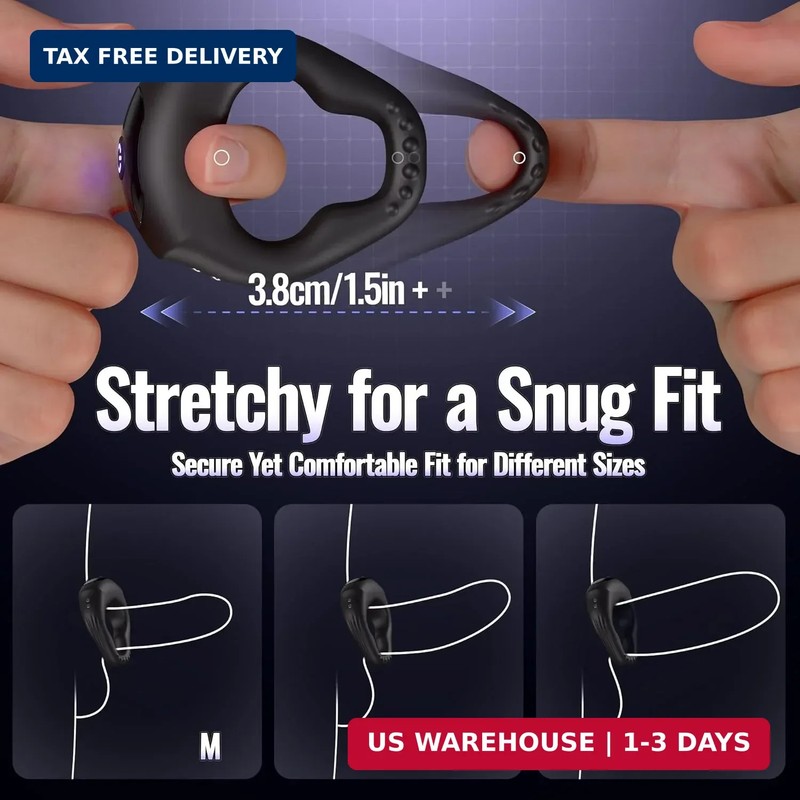 LUXONIA Vibrating Cock Ring Ergonomic Contour, 10 Vibrations Sex Toys for Men Si gallery