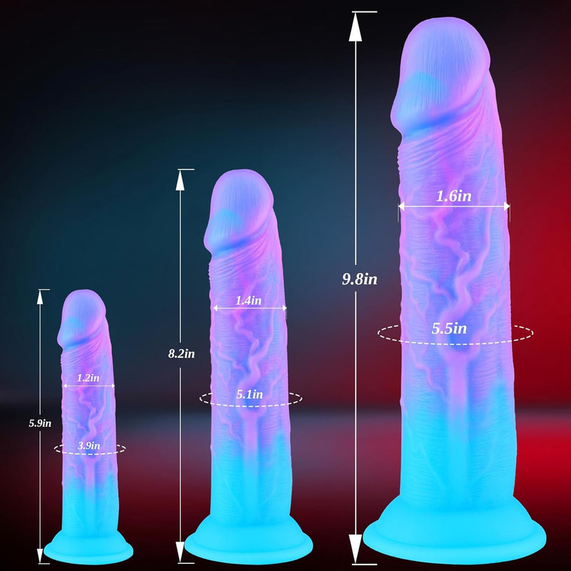 Colorful Fantasy Blue Purple Dildo Set (6", 8", 10"), Realistic Silicone Small B gallery
