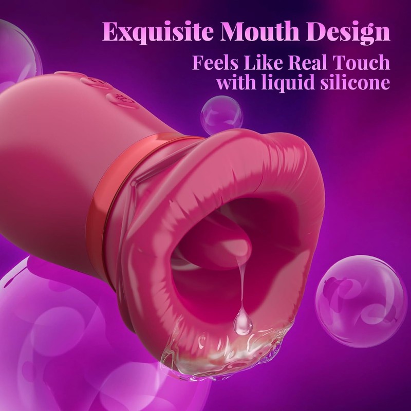 Dildo Vibrator for Women, 5in1 Rose Oral Sex Toy with 10 Tongue Licking gallery
