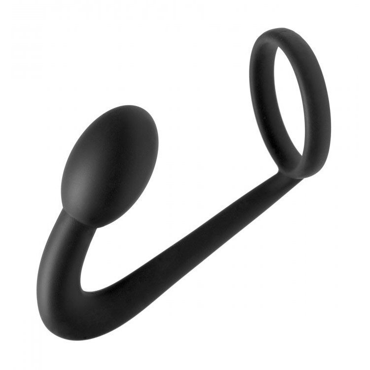 Silicone Penis Erection Enhancer Cock Ring P-spot Prostate Massager Anal Plug