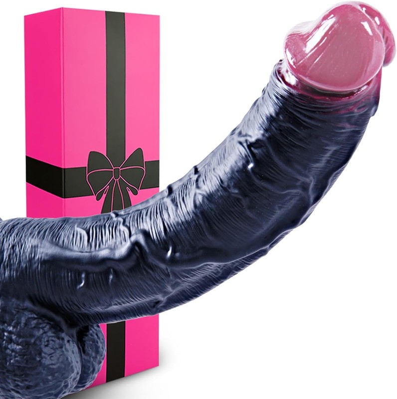 13.4&Prime; Extra Thick Extra Thick Huge Large Black Dildo, Silicone Realistic Wide An
