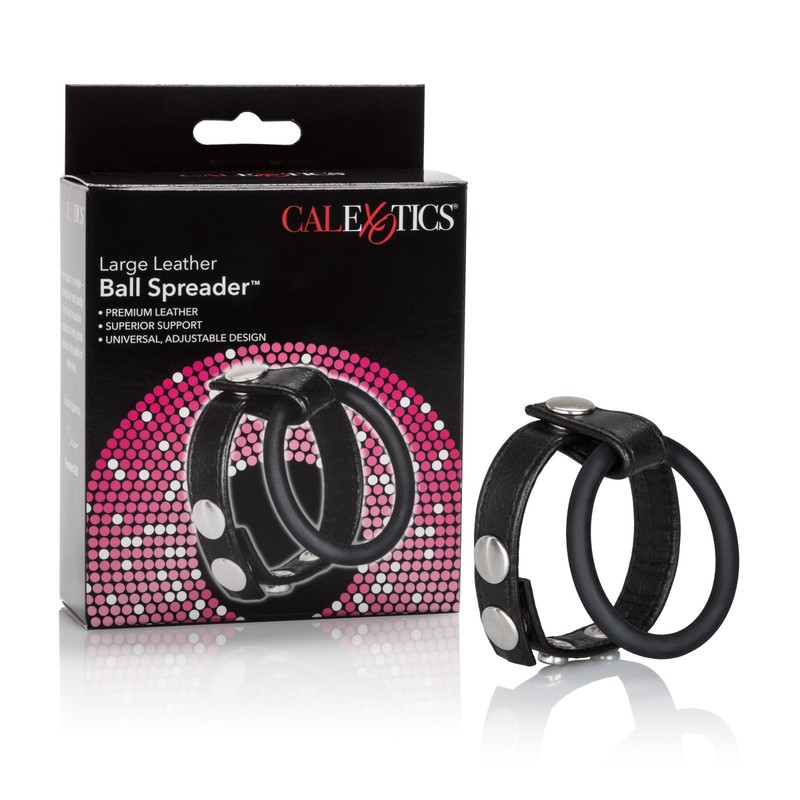 Leather Ball Spreader Large - Adjustable Leather Penis Ring Strap Enhancer gallery