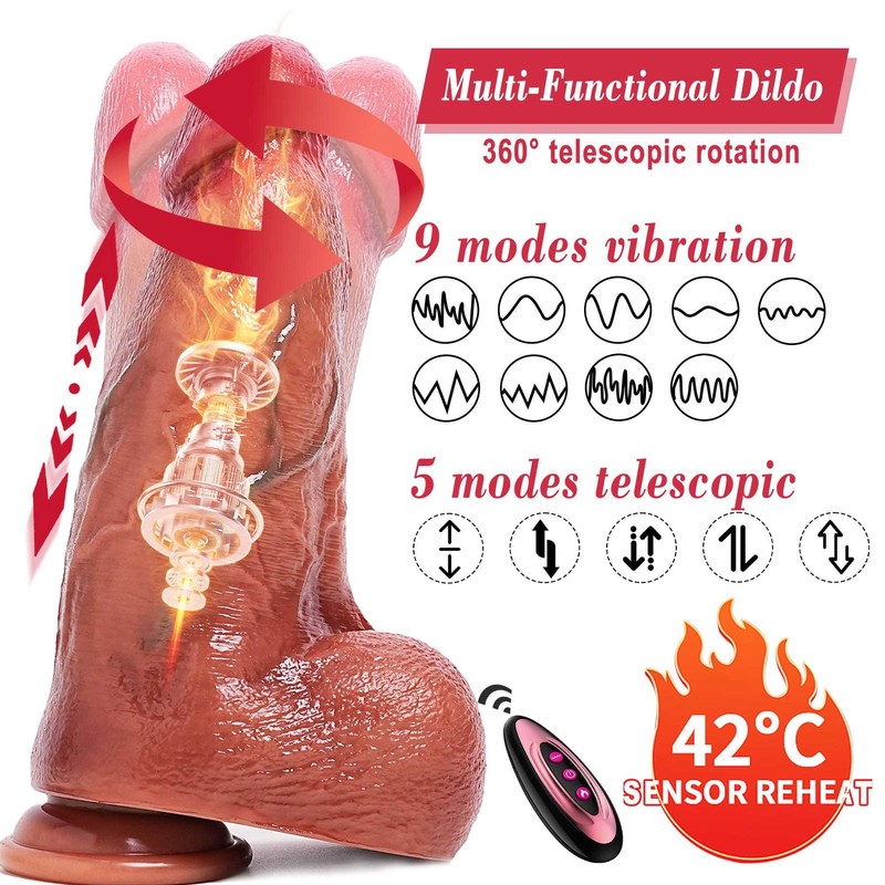 XXL Thrusting Rotating Vibrating Heat Dildo Huge Big Wide Penis Sex Toys Women