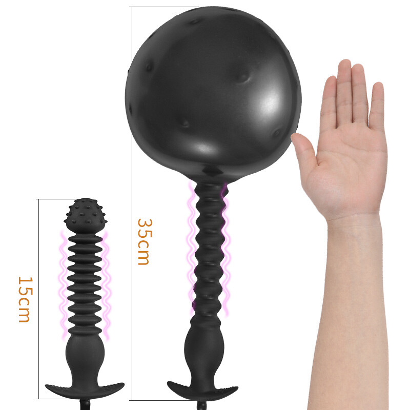 Silicone Expandable Inflatable Dildo Pump Cock Anal Butt Plug Penis Sex Toy NEW