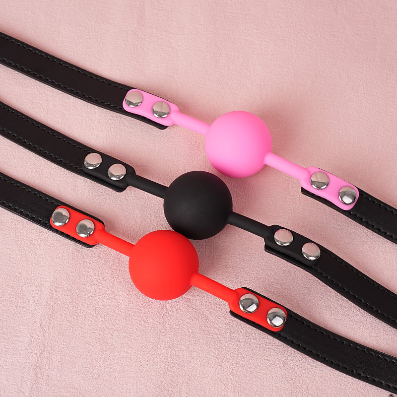 Silicone Ball Gag BDSM Oral Bondage Gear Open Mouth Breathable Restraint Sex Toy gallery