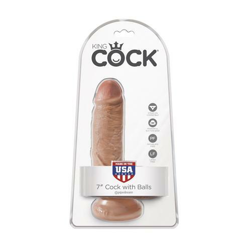 King Cock 7in Cock with Balls – Tan