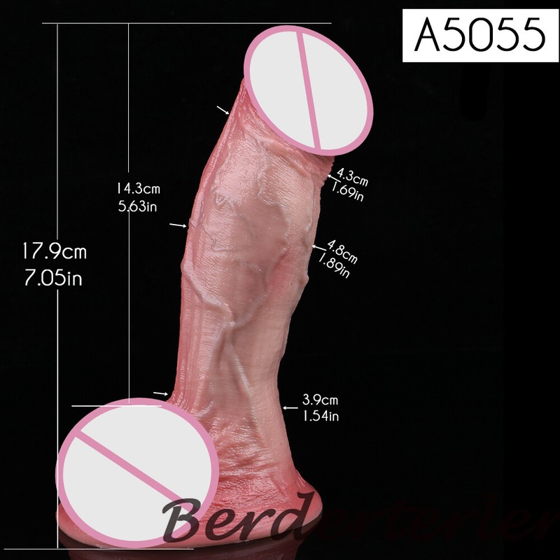 7.95'' Realistic Deep Veins Double Layer Dildo Dual-Layer Silicone Anal Sex Toys gallery