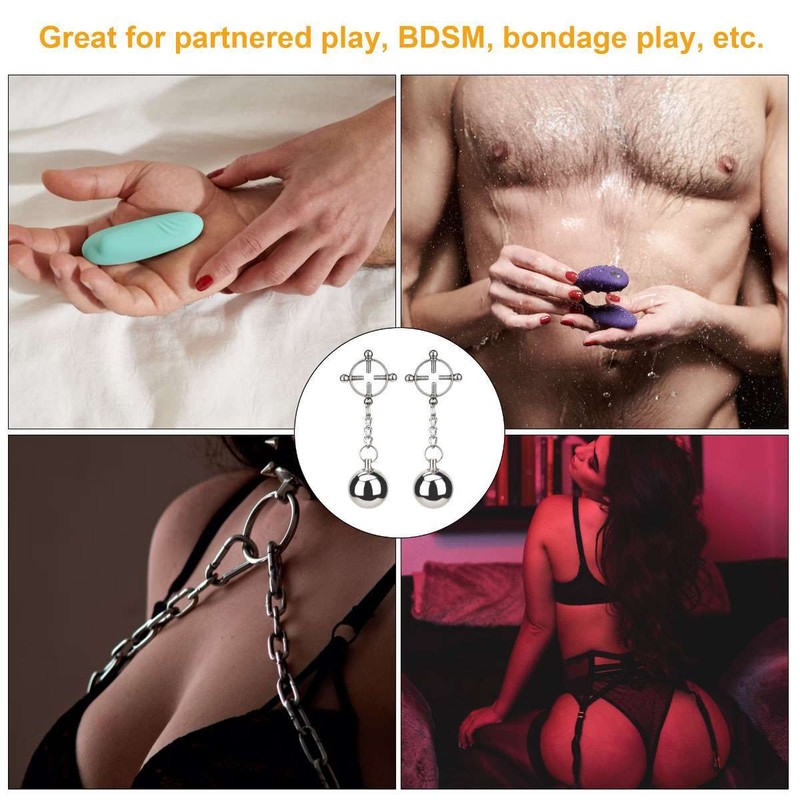 Breast Nipple Clamps Clip Weights Ball BDSM Torture Bondage Sex Toy Play Female gallery