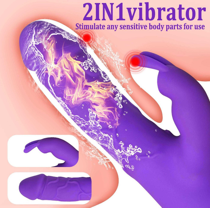 Rechargeable Rabbit Vibrator Heating G-spot Dildo Clit Massage Sex Toy for Women gallery