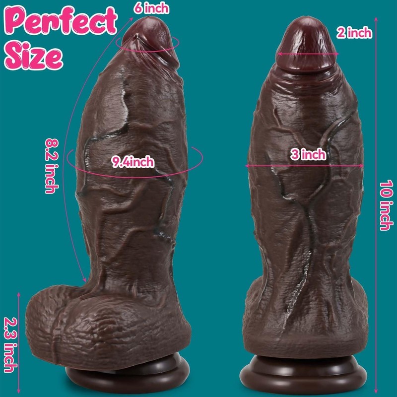 9.4 Inch Girth Huge Thick Black Curved Dildo, 10 Inch Long Big BBC Dual Density gallery
