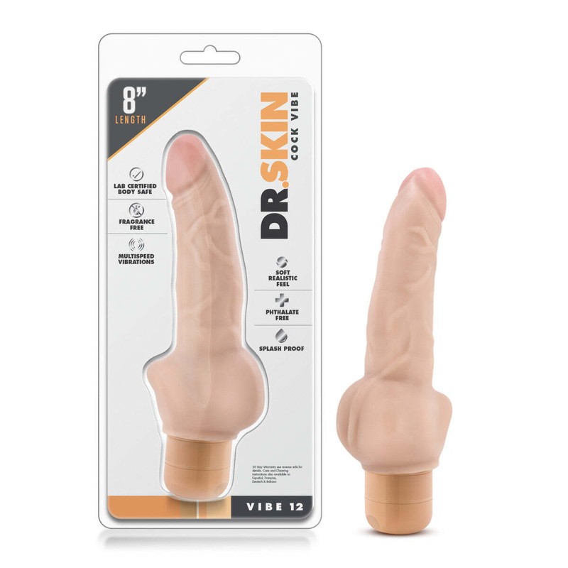 Blush Dr Skin 8 »Vibrating Dildo IPX7 Waterproof-Body Safe-Multi Speed Bendable