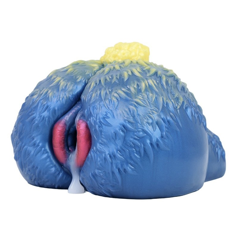 Liquid Silicone Masturbator Cup blue color Simulated hair with a pink anus gallery