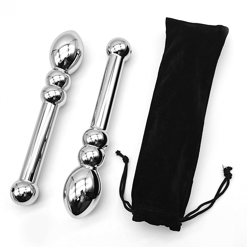 Double Ended G-Spot Wand Massage Anal Plug Anus Dilator Dildo Pure Metal Toys