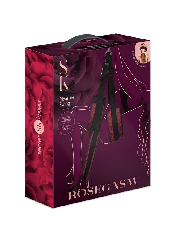 Secret Kisses Rosegasm Pleasure Swing with Satin Blindfold – Red/Black