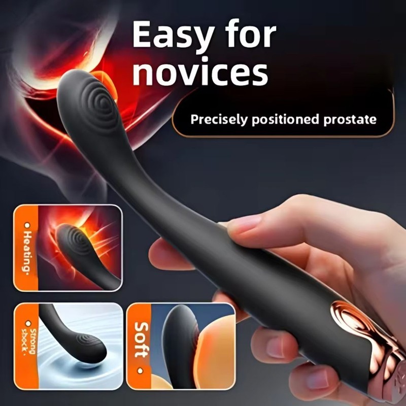2IN1 Thin Dildo Vibrator with 10 Strong Vibrating Heating Penis G-spot Sex Toy gallery