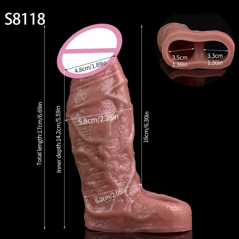 Penis Sleeve With Anti-drop Silicone Textured Extender Reusable Condom Adult Toy