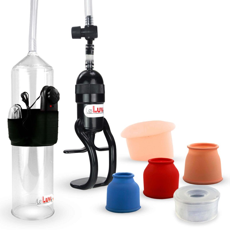LeLuv Penis Pump with Bullet Zgrip EasyOp 3 Sizes, Clear Sleeve, Donut