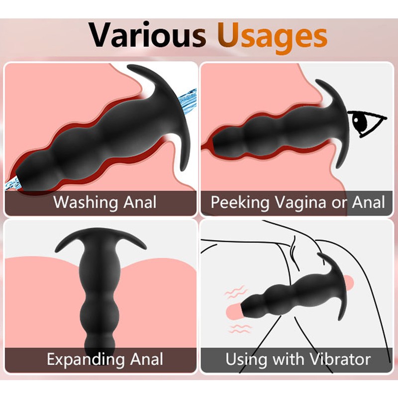 7.67'' Hollow Silicone Anal Butt Plug Dildo Prostate Massager Sex Toys Men Women gallery
