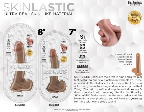 Skinsations Skinlastic Sliding Skin 7 inches Dildo with Suction Base, New gallery
