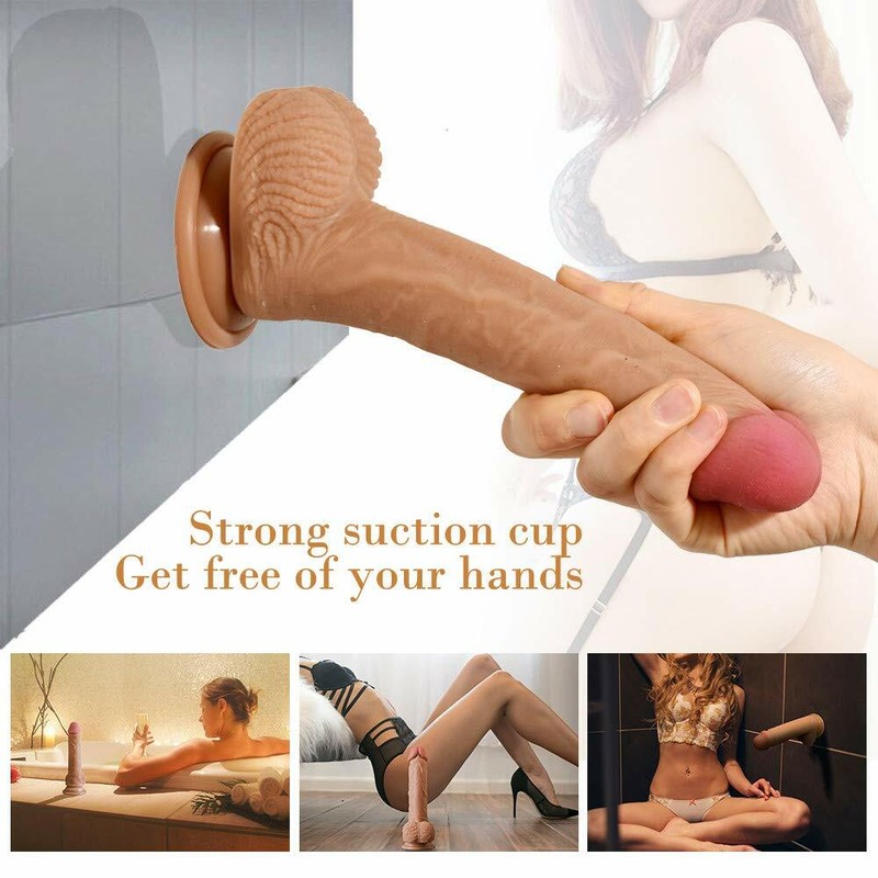 8" Flesh Big Dong Realistic Huge Dildo Suction Cup Anal Vagina Sex Toy Women gallery