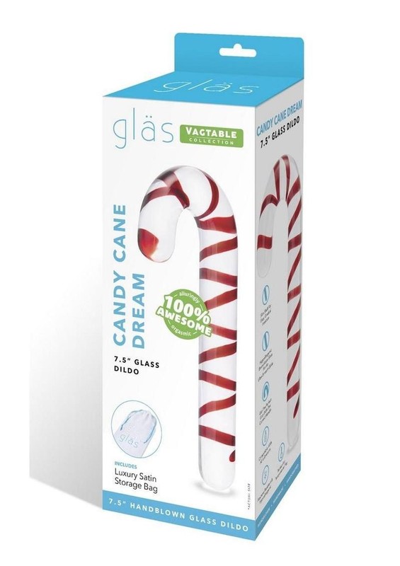Icicles No 59 Candy Cane Glass Massager Dildo Sex Toy Hypoallergenic Clear/Red gallery