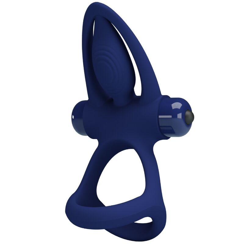 Pretty Love Mat – Double Vibrating Phallic Ring with Blue Stimulator