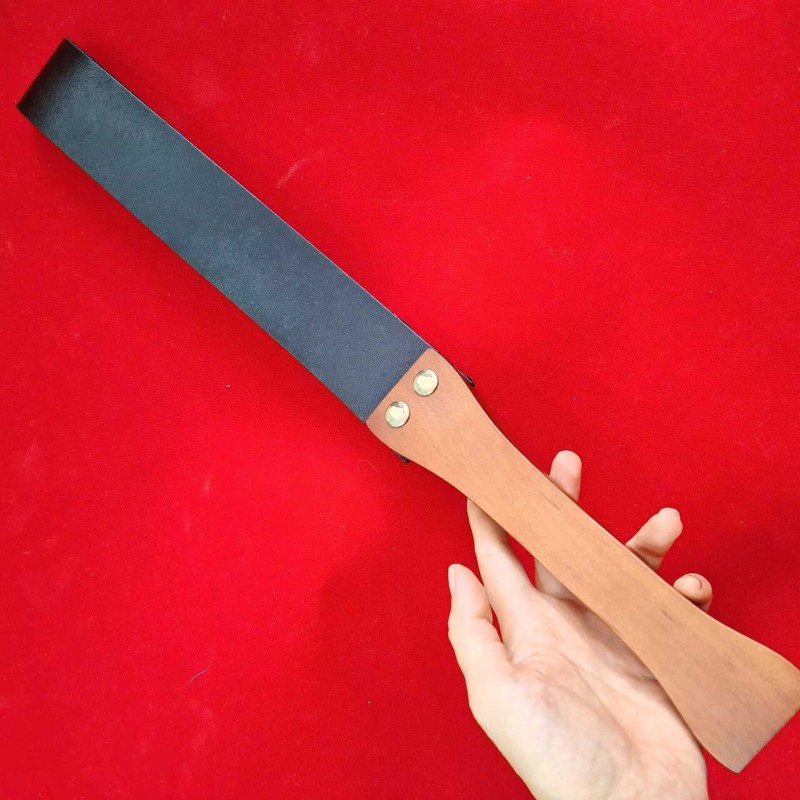 PU Leather Paddle Whip Wooden Handle Restraint Flogger Couple Game Bondage BDSM gallery