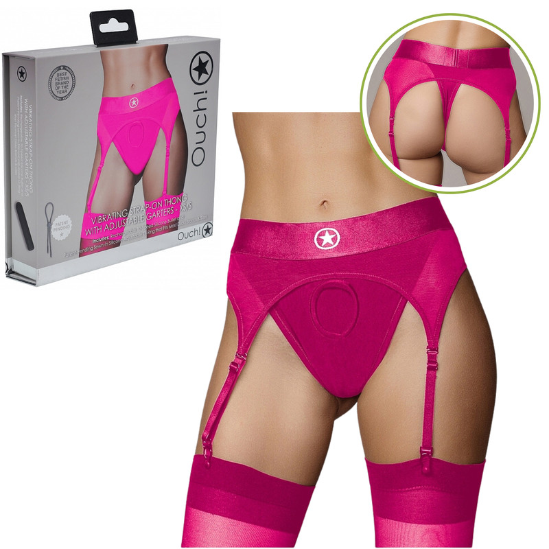 Vibrating Strap-on Harness Thong Adjustable Thigh Garter Strap Pegging XS/S