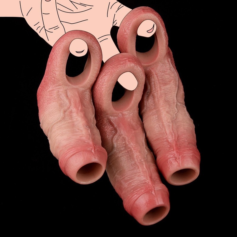 Bigger-Male-Cock-Girth-Enlarger-Enhancer-Penis-Extension-Extender-Sheath-Sleeve gallery