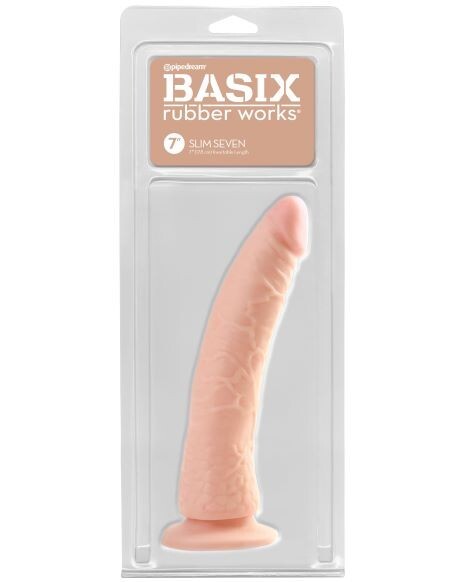Basix Rubber Works Slim Seven 7 inches Light Skin Tone Beige Flesh Dong, New