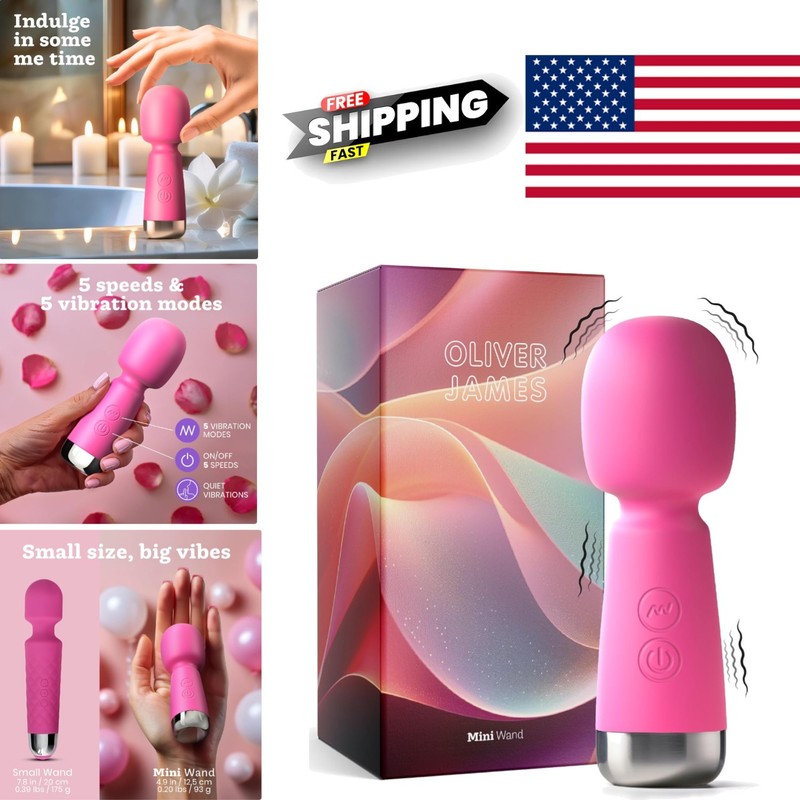 Mini Vibrator Wand for Women 4.9 Inches Pink Silicone with 5 Patterns and Speeds