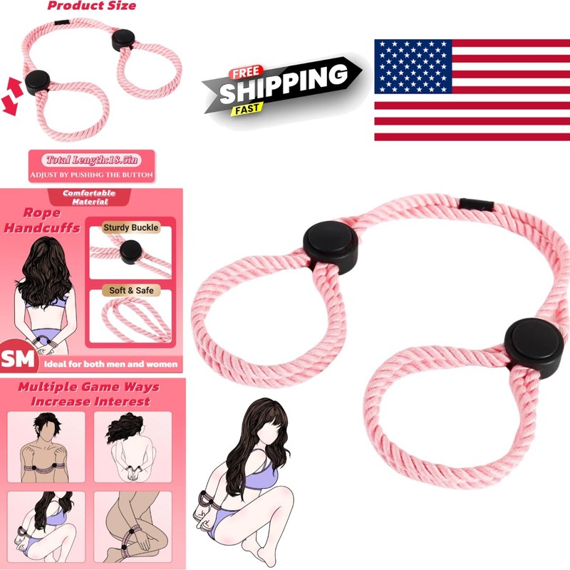 BDSM Bondage Rope Handcuffs for Couples Adjustable Cotton Wrist and Ankle Cuffs