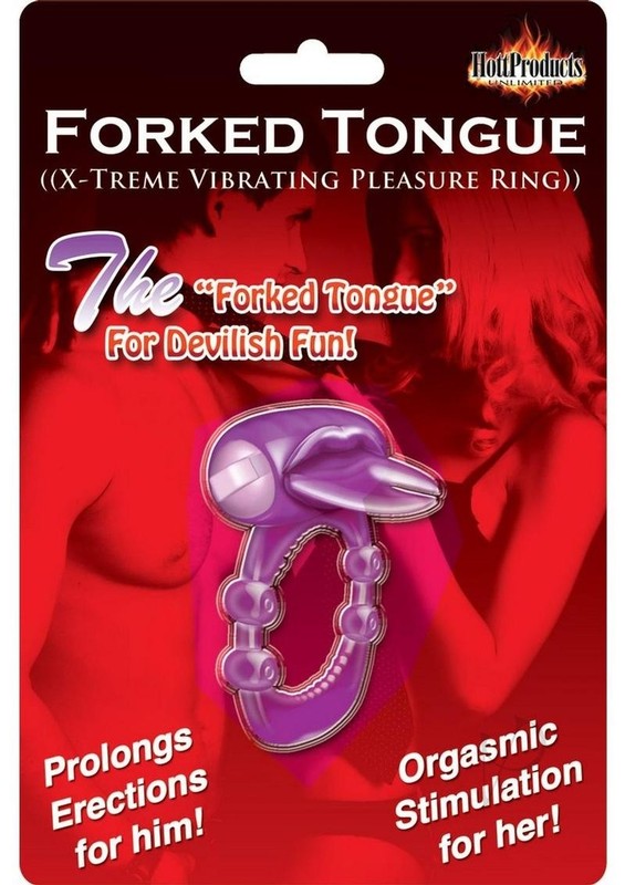 Forked Tongue Vibrating Silicone Cock Ring Waterproof – Purple