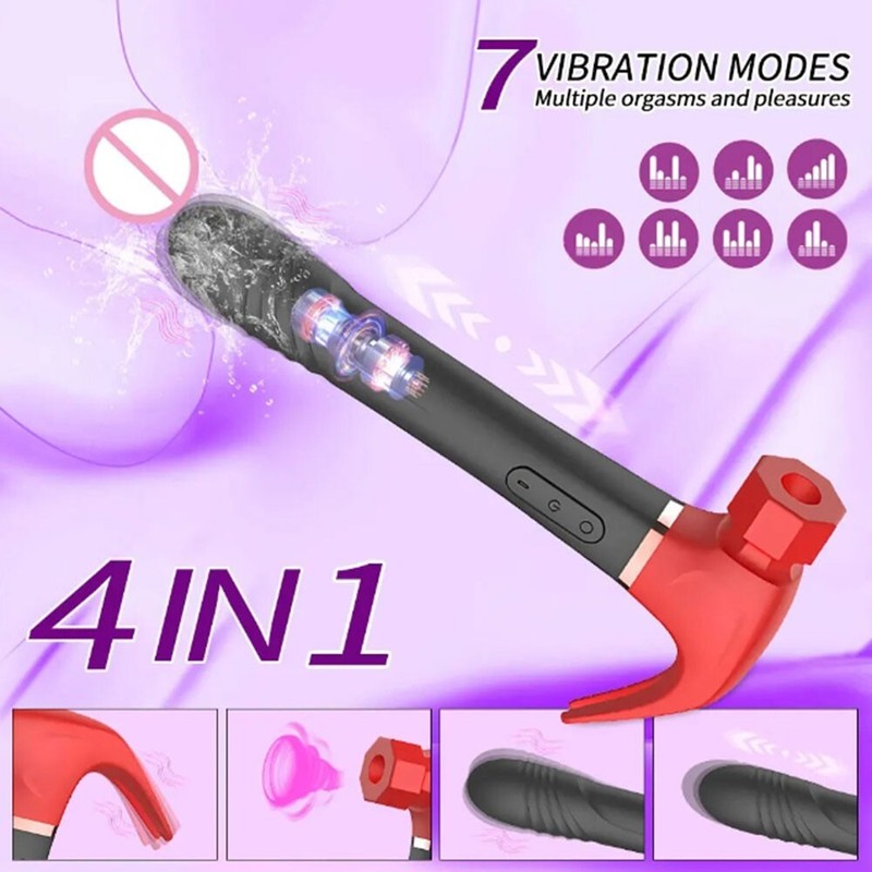 Hammer Thrusting Vibrator Clit Sucking Dildo G-Spot Massager Sex Toy for Women