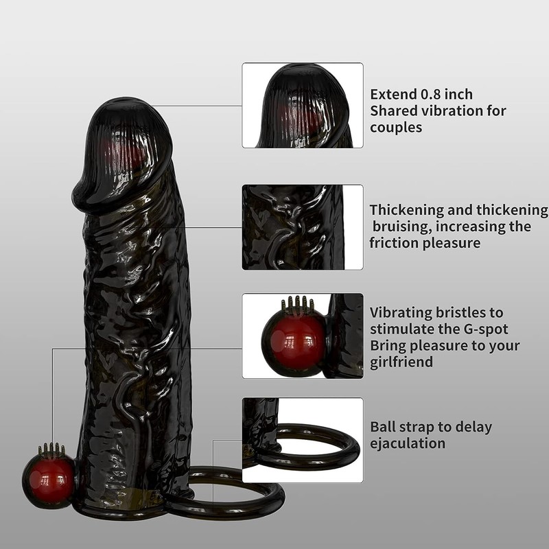 Vibrating Penis Extender Sleeve+Cock Ring 10 Vibration Mode with Remote Control gallery