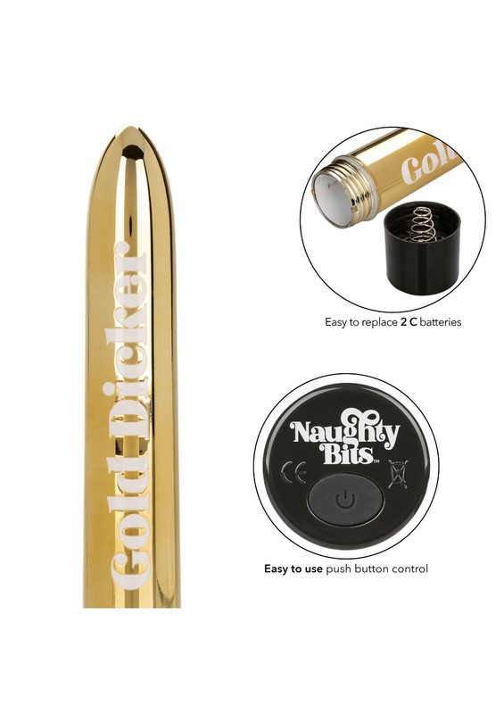 Gold Dicker Personal 17cm Dildo Vibrating Unisex Gold Color Waterproof gallery