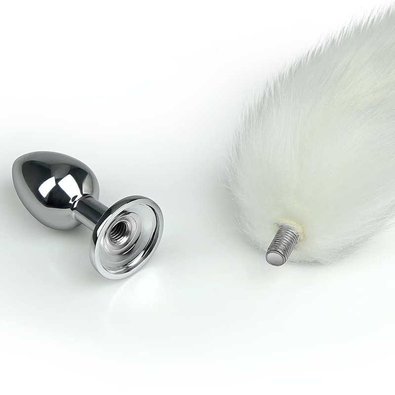 Anal Plug Trainer with Imitation Fluffy Fox Tail, TExplorer Alloy Anus Stoppe... gallery