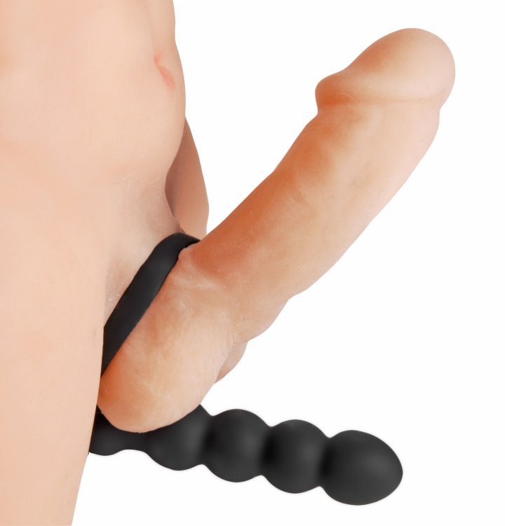 Frisky Double Fun cock ring with Double Penetration Vibe Silicone Anal Beads