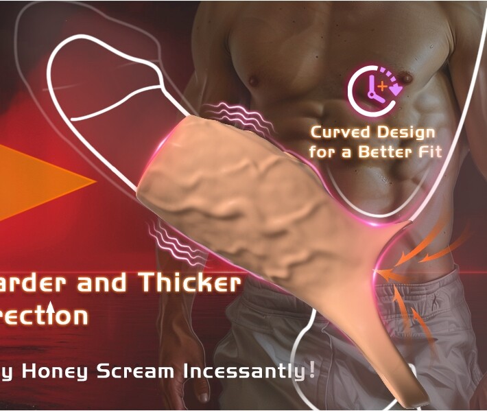 Vibrating Penis Extender Sleeve Cock Ring Vibrator Extension Men Couple Sex Toys