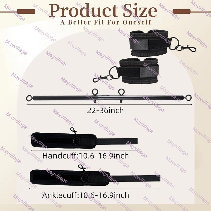Spreader Bar Adjustable Handcuffs & Ankle Cuffs BDSM Bondages Restraints Sex Toy gallery