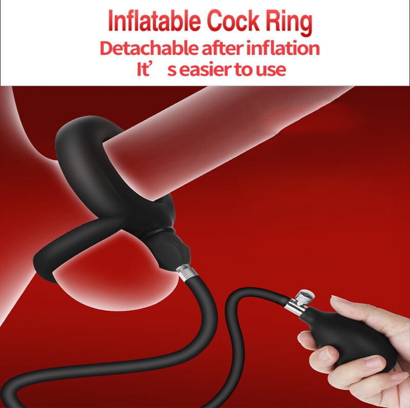 Male Inflatable Pump Penis Cock Ring Masturbator Ball Stretcher Enhancer Sex Toy gallery