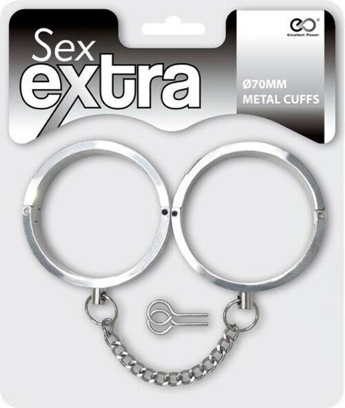 Excellent Power Sex Extra Silver Metal Cuffs 70 mm Adult toy