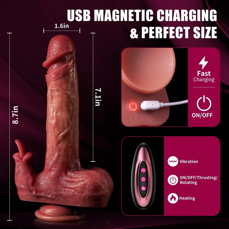 Telescopic Realistic Thrusting Dildo Vibrator Sex Toys for Women Remote Control gallery