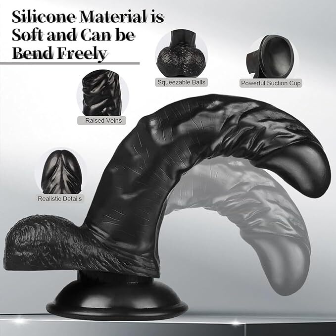 25CM Huge Big Dildo Suction Cup Realistic Penis Dong G-spot Sex Toy Female Black gallery