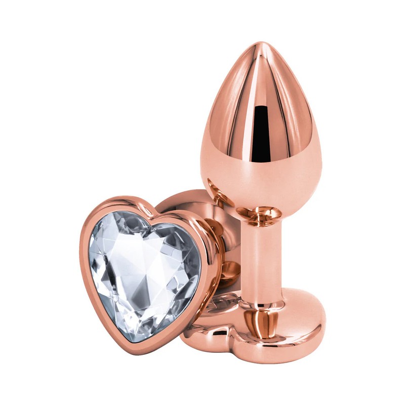 Rear Assets Rose Gold Heart Plug Small Clear gallery