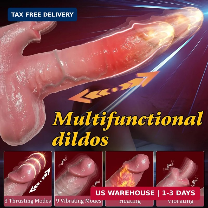 Sex Toy Thrusting Dildo Vibrator - 8.6 Inch Realistic Huge Thick Big Dildo with gallery
